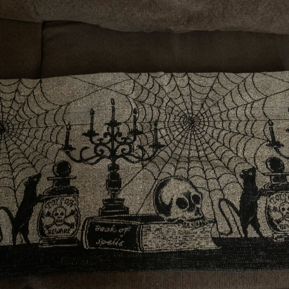 ⭐️Halloween Curtain Valance for Window Embroidered 50 Inch 💀🐀📖🕯️🕸️